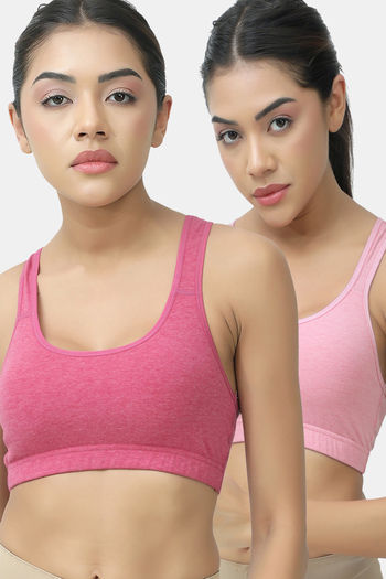 Buy Lady Lyka Soft Strechable Sports Bra (Pack of 2) - Multicolor